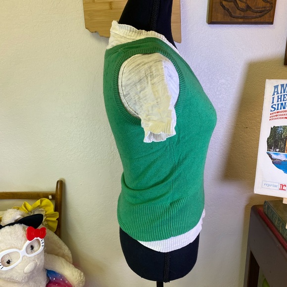 Vintage Y2K American Eagle Green Preppy Sweater Vest XS + Layering Cardigan XS - Picture 3 of 16